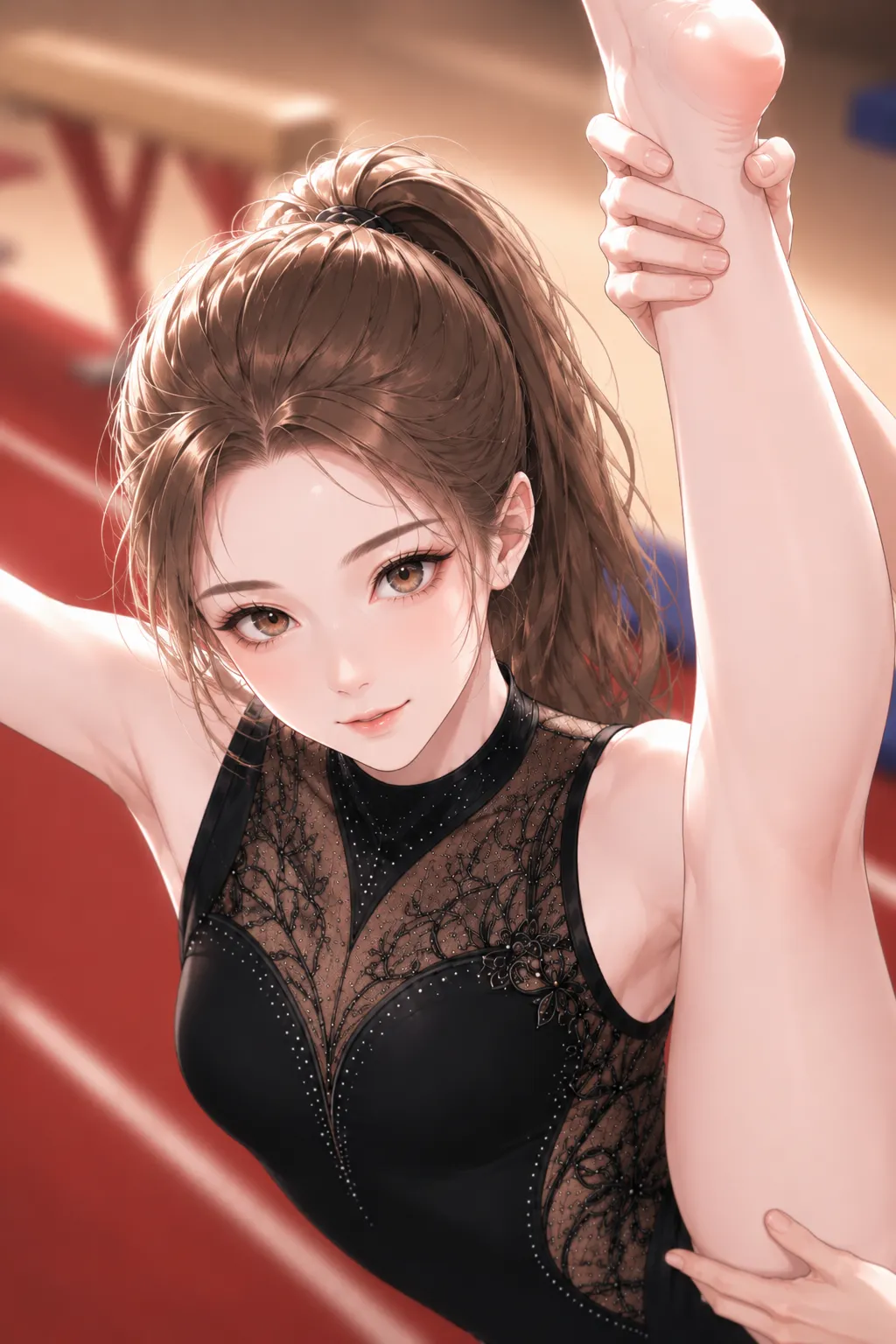 艺术体操女友发来压腿照，教练掌心几乎贴到禁区
