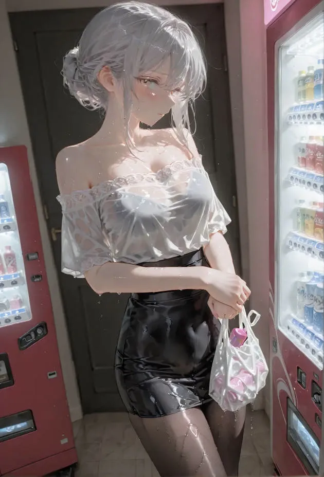 在成人用品店躲雨，和正在买假阳具的清纯女老师撞个正着