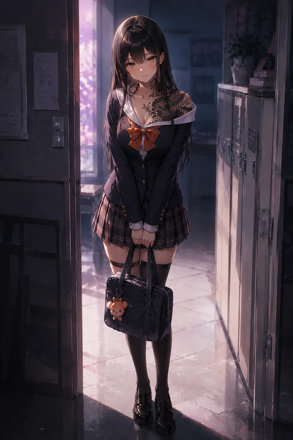 你把乖乖女同学骗到酒店,她猛地扯开上衣,胸前大黑龙刺青,然后反锁房门逼近你