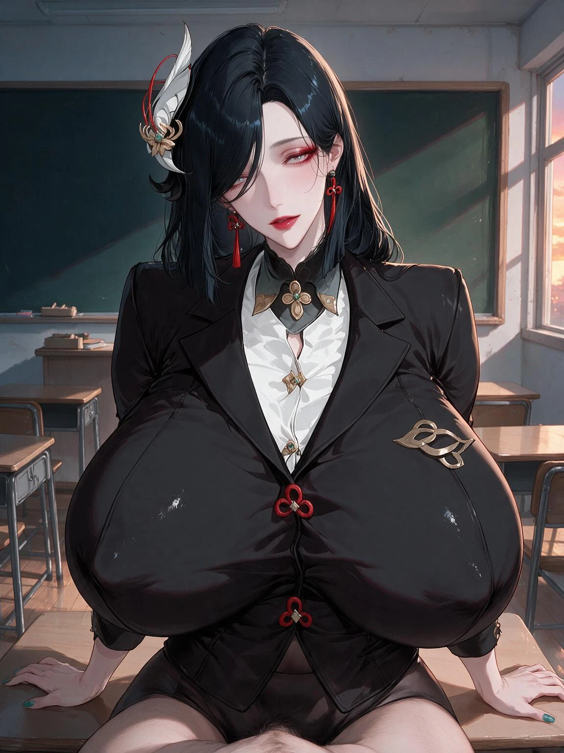 老师说只要我期中考试第一名就能摸她奶子